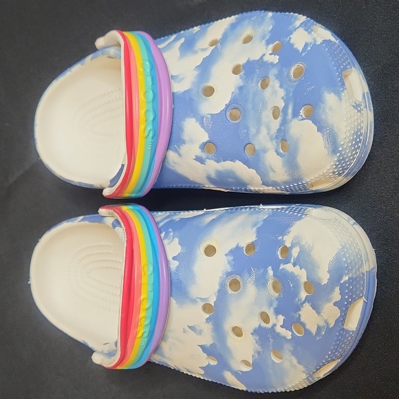 CROCS Other - CROCS Classic Cloud Rainbow Clogs EUC